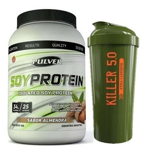 Pulver Soy Protein 1 Kg Proteína De Soja+ Vaso 2 En 1 Shaker 0