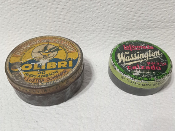 2 Antiguas Latas De Pomada Para Zapatos Wassington-colibri 0