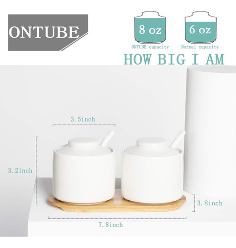 Ontube Azucarero De Cerámica Con Tapa Y Cuchara Juego De 2,c 1