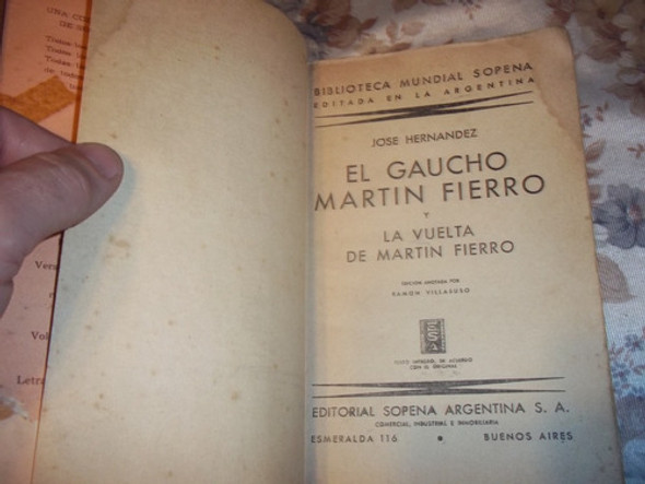 El Gaucho Martin Fierro La Vuelta De Martin Fierro Hernandez 1