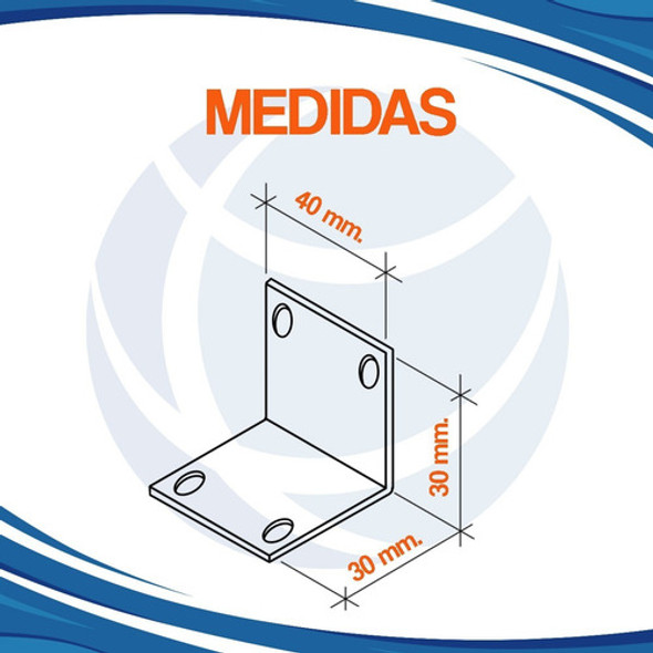 Escuadra Soporte Metálica 30x30x40 Mm X25/un Mundo Cima 1