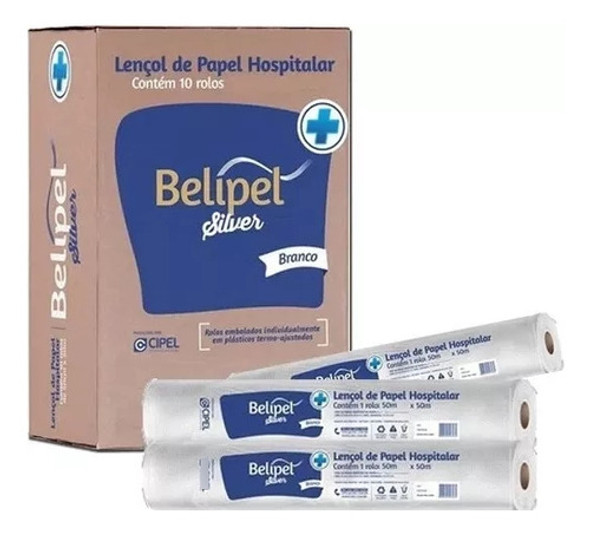 Lençol Descartável Papel Hospitalar 70x50 Kit 4 Rolos Branco 1