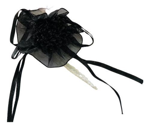 100 Pcs Flor De Tecido Rococo Com Fitas 6cm Preto 0