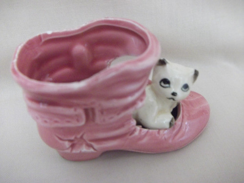 B. Antigo - Botinha Com Gatinho Miniatura Porcelana Japonesa 1