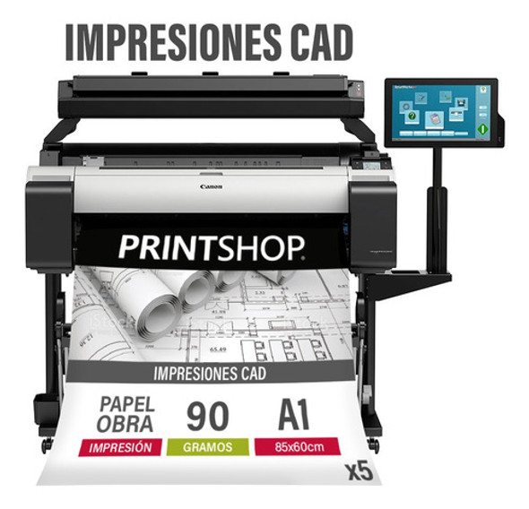 Impresion Planos Gran Formato Autocad A1 85x60 X5 Obra 90g 0