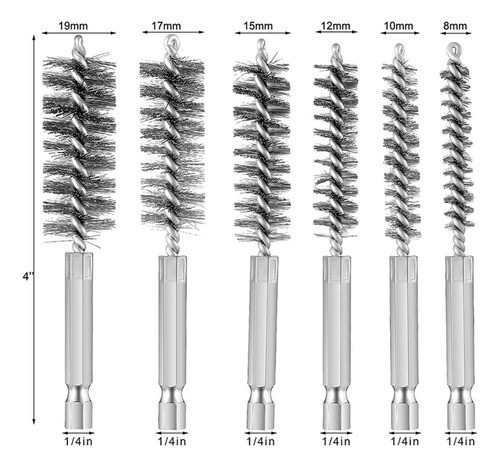 Escova De Limpeza De Tubo De Fio De Aço 6x Aço Inoxidável 1