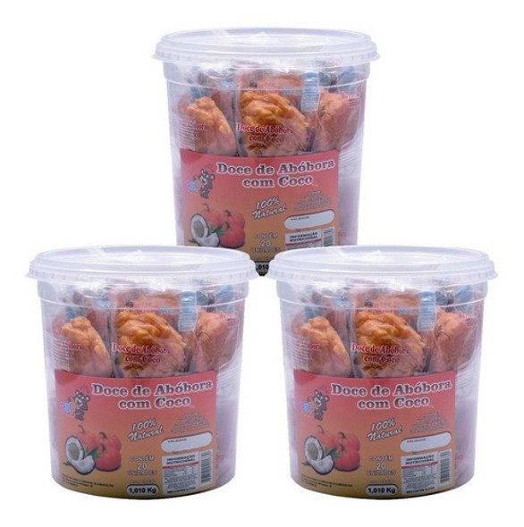 Kit 3 Unidades Pote Doce De Abóbora Cremoso Com Coco 1,010kg 0 Kit 3 Unidades Pote Doce De Abóbora Cremoso Com Coco 1,010kg 0