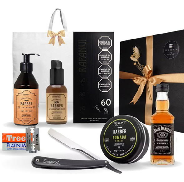 Regalo Box Kit Para Barba Y Pelo + Mini Whisky + Chocolate 0