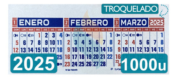 Almanaque Calendario Trimensual 2024 Mignon 19x8cm 1000u 0