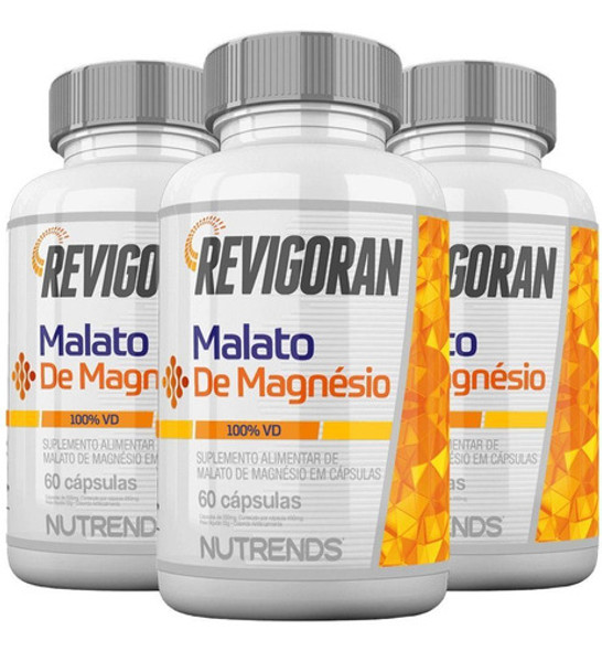 Kit 3x Revigoran Malato Magnésio Magnésio Dimalato 60 0