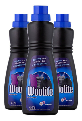 Kit 3 Sabão Líquido Woolite Roupas Escuras Floral 450ml 0