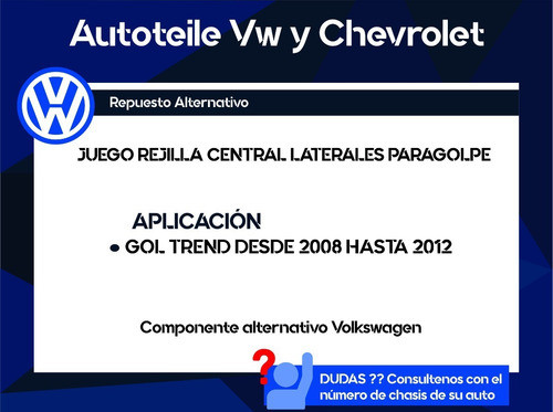Juego  Rejilla Central Laterales  Paragolpe Vw  Gol Trend 1