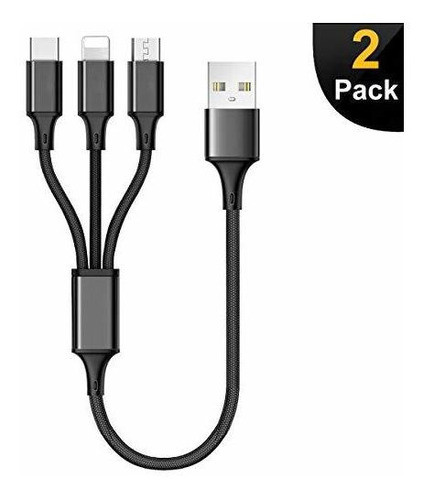 Cable De Carga Múltiple, Paquete De 2 Cables De Carga Cortos 0