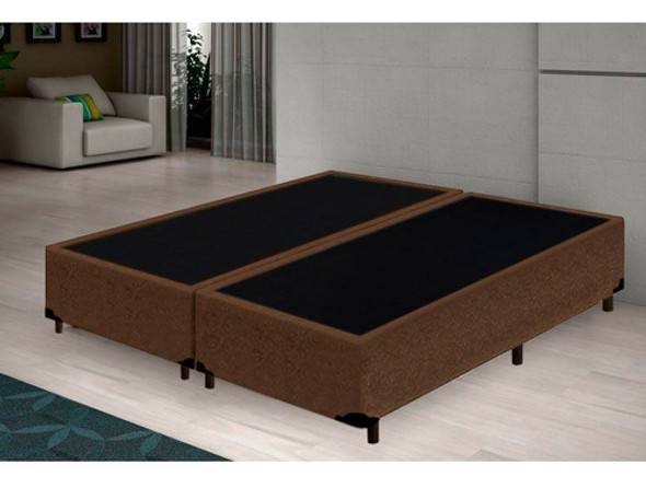 Base Cama Box Queen Bipartido Suede Marrom - 158x198x39 1