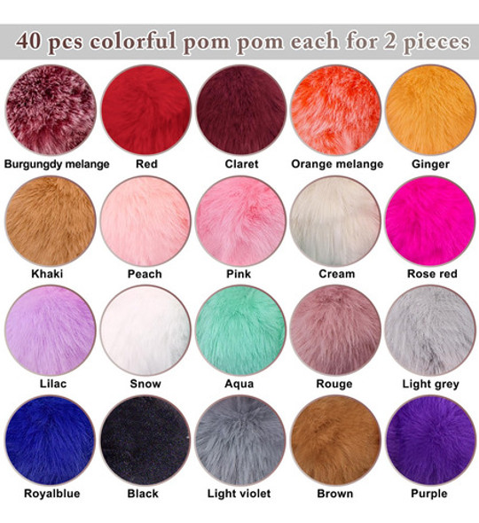 Pompones De Piel De Conejo Sintetica 8cm 40u Bright Color 1