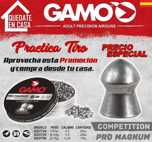 Combo Balines Gamo Pro Magnum 5.5 X250 X 6 Latas 1500 Tiros 1