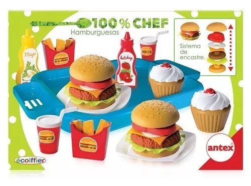 Hamburguesa Bandeja 100% Chef Antex Comida Juguete 0
