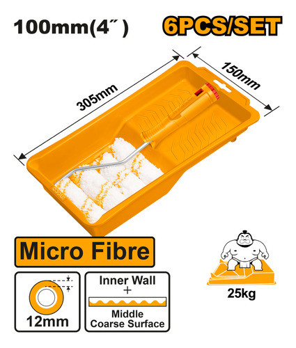 Set De 6pcs Rodillos Para Pintura Micro + 3 Repuestos Ingco 1