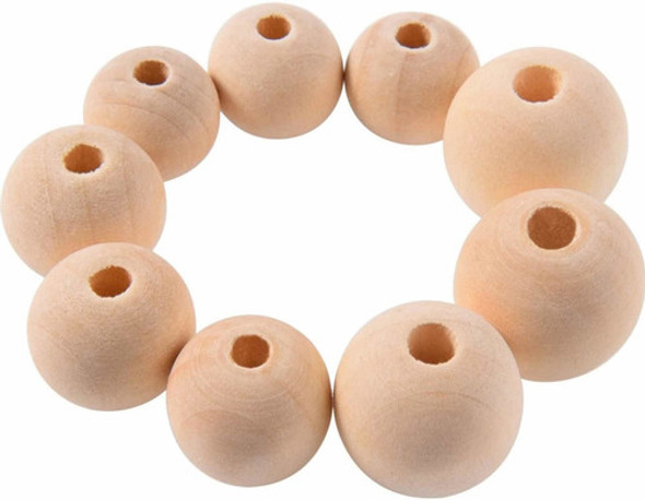 Cuentas De Madera Redondas 10 Mm X 25 U Color Natural Juki 0