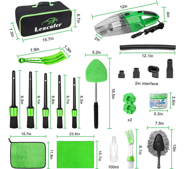 Lezcufer 17pcs Kit De Detalle Interior Del Coche Con Aspirad 1