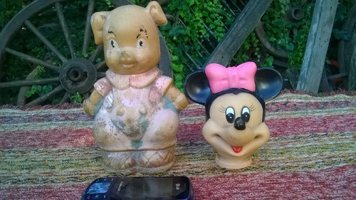 Antigua Cabeza Muñeco Mini Y Alcancia Mimos Chancho Puerco 0
