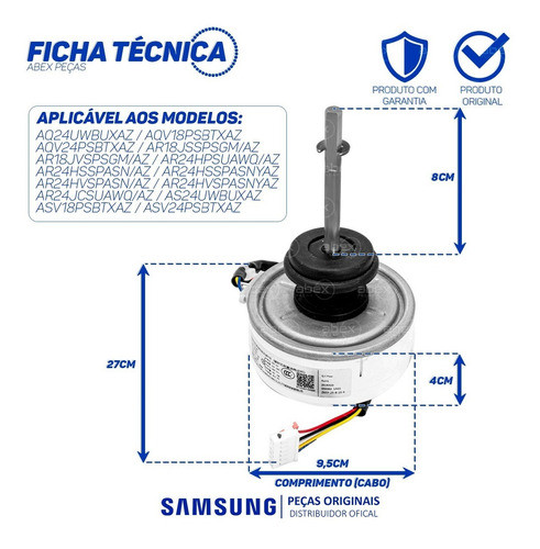 Motor Da Evaporadora Ar Samsung 18000 E 24000 Btus Original 1