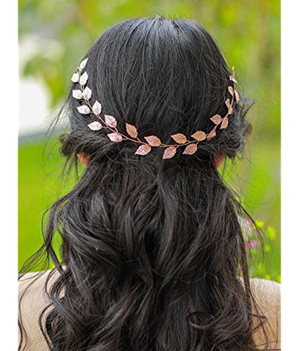 Fxmimior Diadema De Hoja De Plata Nupcial Tocado De Boda Flo 0