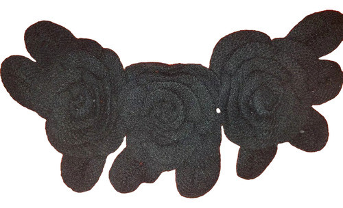 2 Apliques Tejidos  Tres Flores Color Negro  Oferta 0