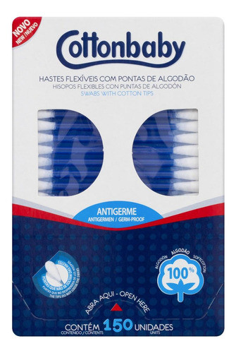 Kit C/ 8 Hastes Flexíveis Cottonbaby Caixa 150 Unidades 1