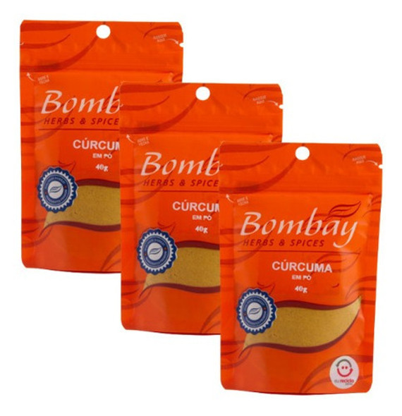 Kit 3 Unidades Cúrcuma Em Pó Pouch 40g - Bombay 0