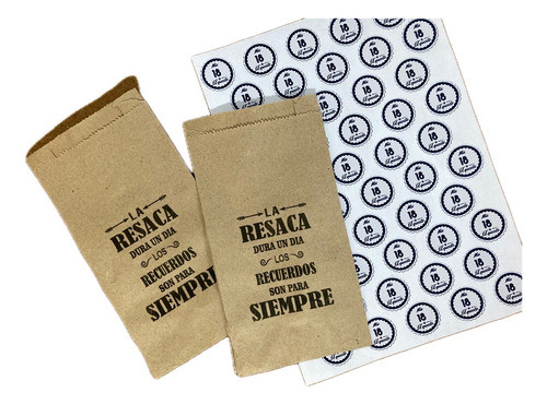 Bolsas Papel Kraft Personalizadas X 100 Unidades + Stickers 0