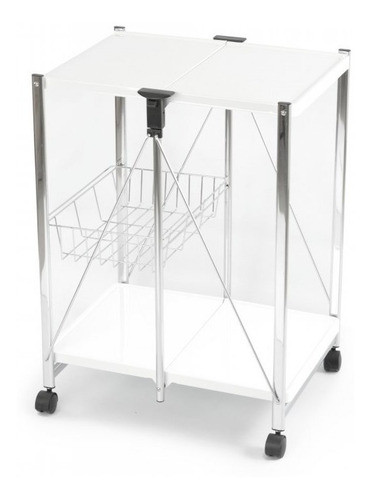 Carro Auxiliar Plegable 2 Niveles Canasto Belgium Blanco Cuo 0
