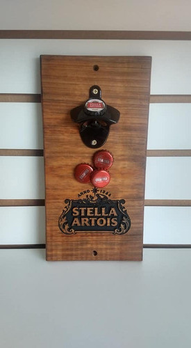 Abridor De Garrafas P/ Parede Em Madeira Maciça Com Imã 1