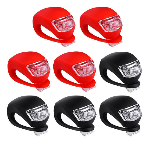Luces De Bicicleta Para Andar De Noche 4 Negras Y 4 Rojas 0