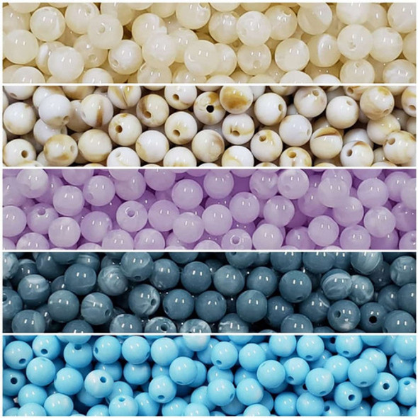 Miçanga Resina Marmorizada 8mm  - 250grama 880peça 0 Miçanga Resina Marmorizada 8mm  - 250grama 880peça 0