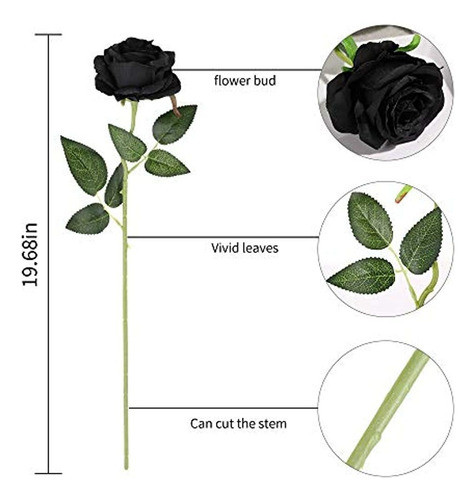 Luyue Seda Artificial Rosa Negra Ramo De Flores Banquete De 1