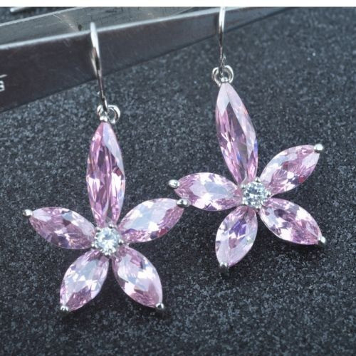 Bonita Rosa Piedras Preciosas Topacio Para Mujeres De Plata 0