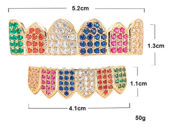 Parrilla Para Dientes Grillz ¨69¨ Rainbow Baño Oro 14k 1