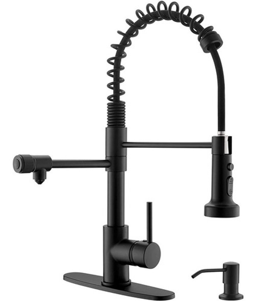 Griferia De Cocina Con Dispensador De Jabon - Negro Mate 0