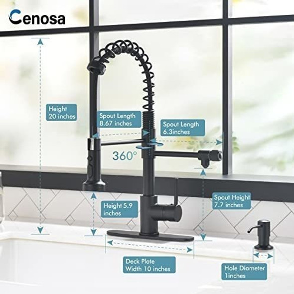 Griferia De Cocina Con Dispensador De Jabon - Negro Mate 1