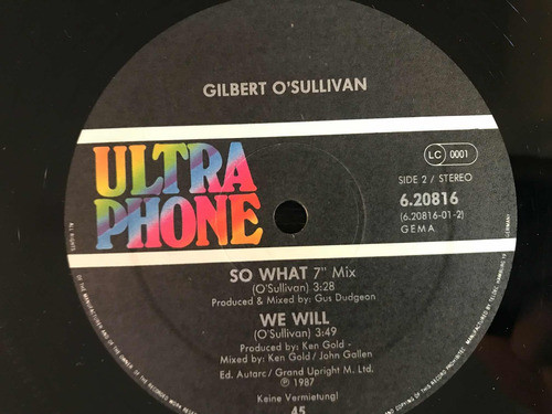 Disco Vinilo Gilbert O Sulivan / So What (germany) 1