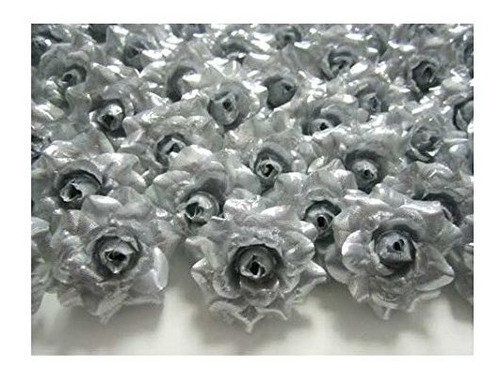 Flor De Seda Cabeza De Flor De Rosas Doradas Y Plateadas 50u 1