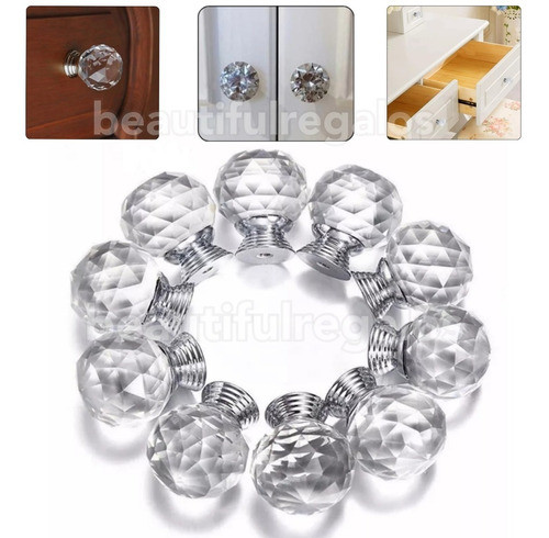 Tiradores X5 Mueble Cajon Puerta Manija Diamante Cristal 4cm 1