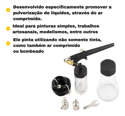 Kit Aerógrafo Pneumático Tipo Caneta 6 Peças  9mv Eda 1