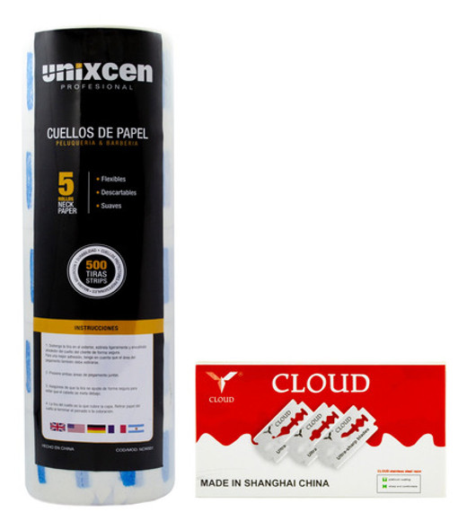 Unixcen Cuello Papel X5 Rollos Cloud Hojas Afeitar Filos X10 0