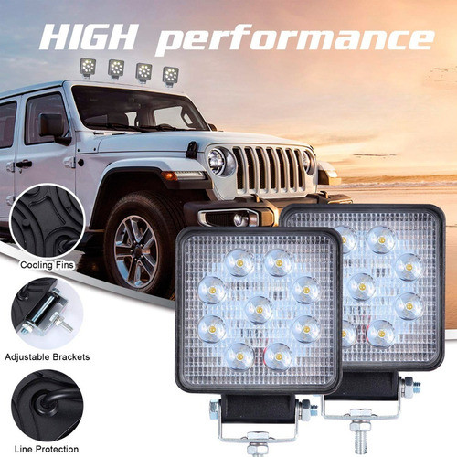 Faro Luz 9 Led Leds Auxiliar Cuadrado Tractor Cosechadora 1
