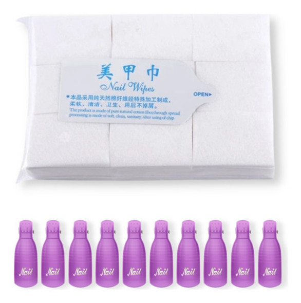 Kit 1000 Wipes Sin Pelusa + 10 Broches Removedor Capuchones 0 Kit 1000 Wipes Sin Pelusa + 10 Broches Removedor Capuchones 0