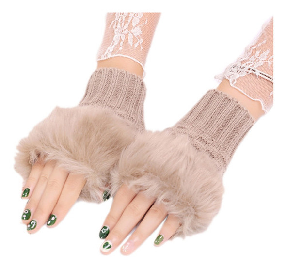 Luvas De Inverno Sem Dedos, Luvas Femininas Fofas De Malha D 0