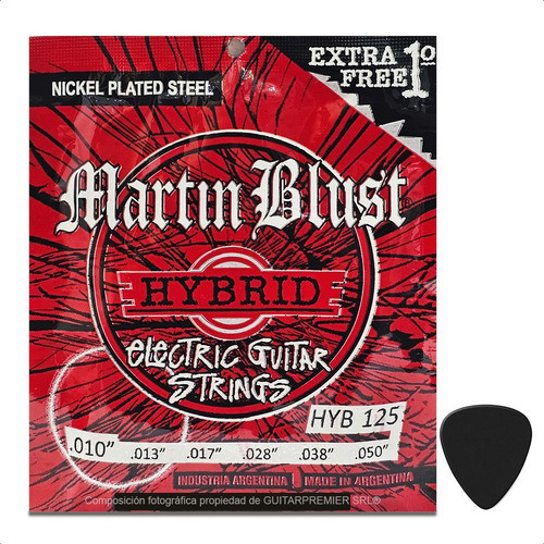 Cuerdas Guitarra Eléctrica M Blust Hybrid Hyb125 010 + Pua 0