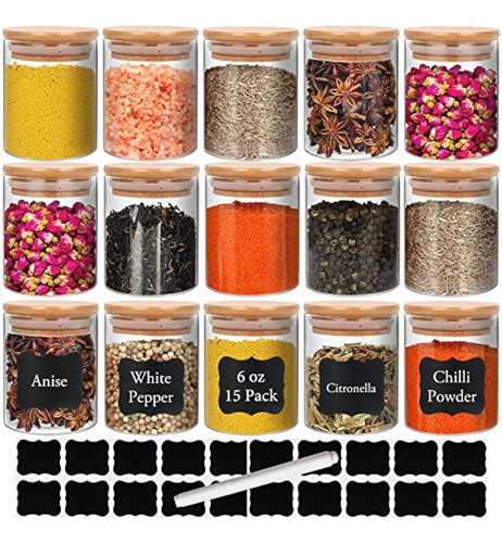 Frascos De Vidrio De 6 Oz Con Tapas De Bambú, Juegos De Reci 0
